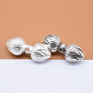 2 Sterling Silver Lotus Vajra Beads, 925 Silver Double Dorje Bead, Buddhist Bead, Buddhism Lotus Bead, Dorje Bracelet Bead, Necklace Bead