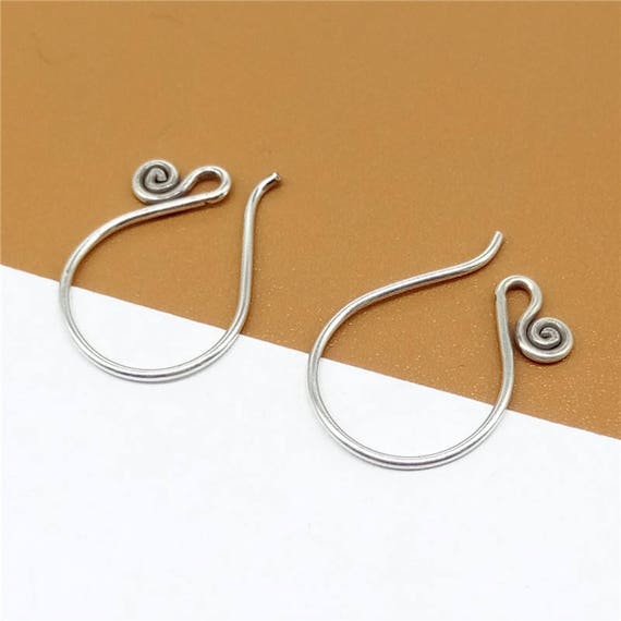 1 Pair 925 Sterling Silver Earring Fish Hook Ear Wires Findings 26mm 2pcs