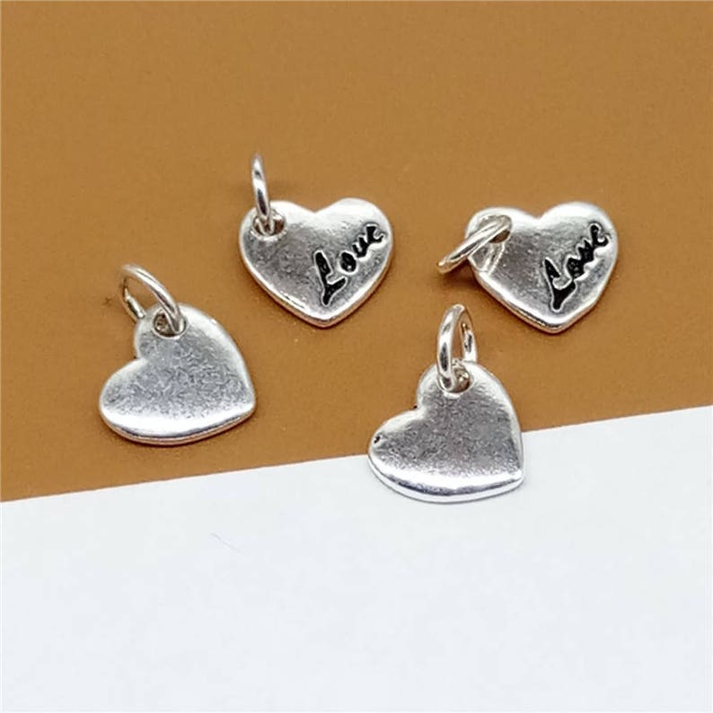 Love Heart Charms JH913 Valentines Charms Heart Charms 5 Sterling Silver Love Charms 925 Silver Love Charms