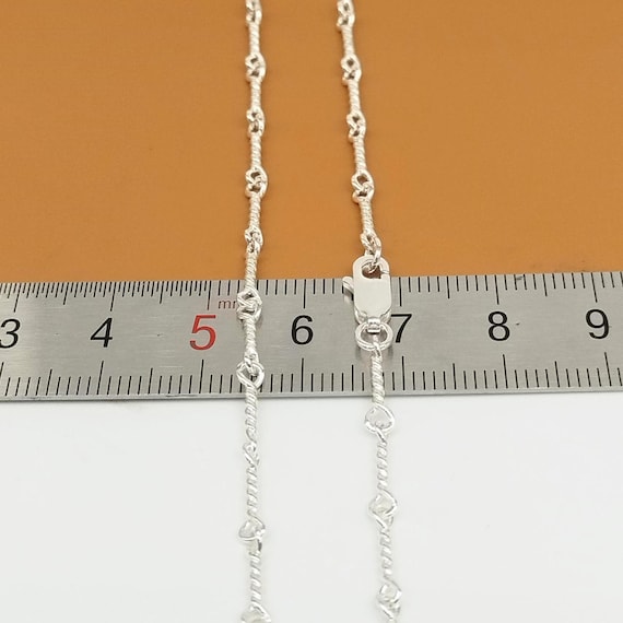 Sterling Silver Twist Link Necklace Chain Lobster Clasp, 925