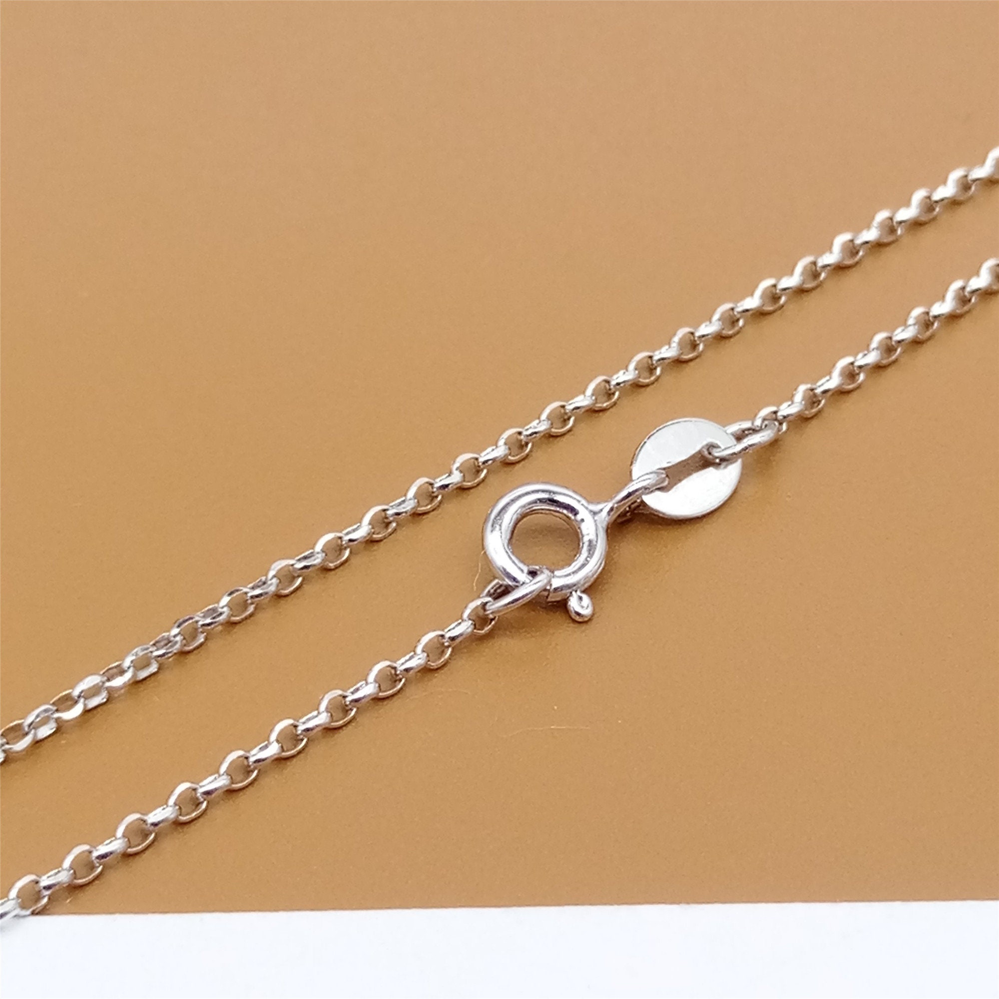 Vintage SU Sterling Silver 925 1.1mm Cable Link Chain Necklace 18