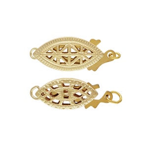 14K Gold Filled Filigree Fish Hook Clasp, Pearl Clasp, Gold Filled Box Clasp, Oval Clasp, Bracelet Clasp, Necklace Clasp, Pearl Jewelry