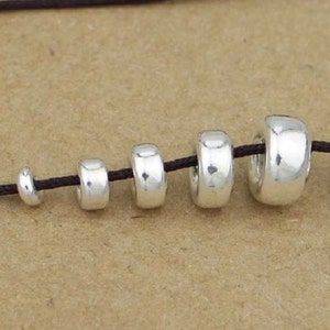 10 Sterling Silver Ring Spacer Beads 925 Silver Large Hole Donut