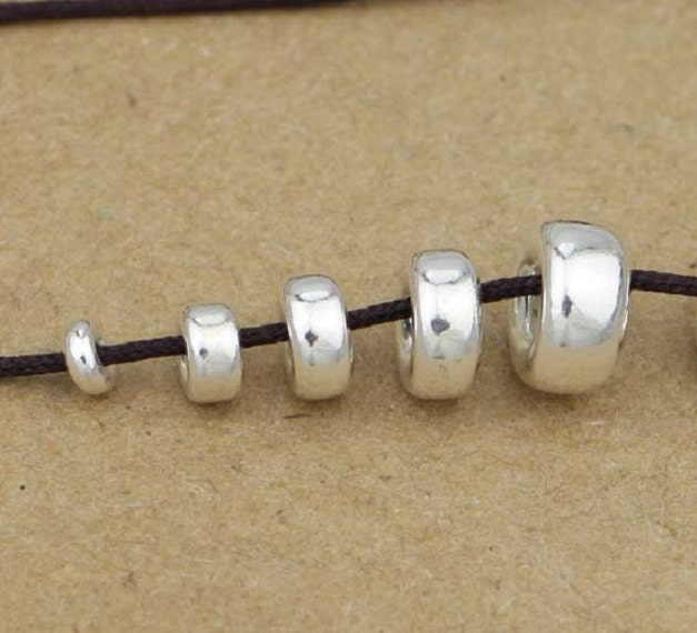Sterling Silver Donut Bead 925 Silver Donut Bead Pony Bead Etsy
