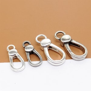 2 Sterling Silver Hinged Ring Push Clasps, 925 Silver Spring Gate Clasp, Push Gate Clasp, Holder Clasp, Necklace Clasp, Bracelet Clasp