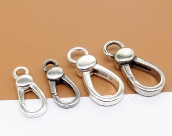 2 Sterling Silver Hinged Ring Push Clasps, 925 Silver Spring Gate Clasp, Push Gate Clasp, Holder Clasp, Necklace Clasp, Bracelet Clasp
