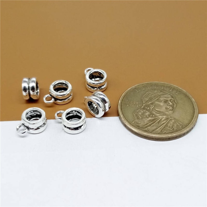 8 Sterling Silver Bail Bead Charm Sterling Bracelet Bead Etsy