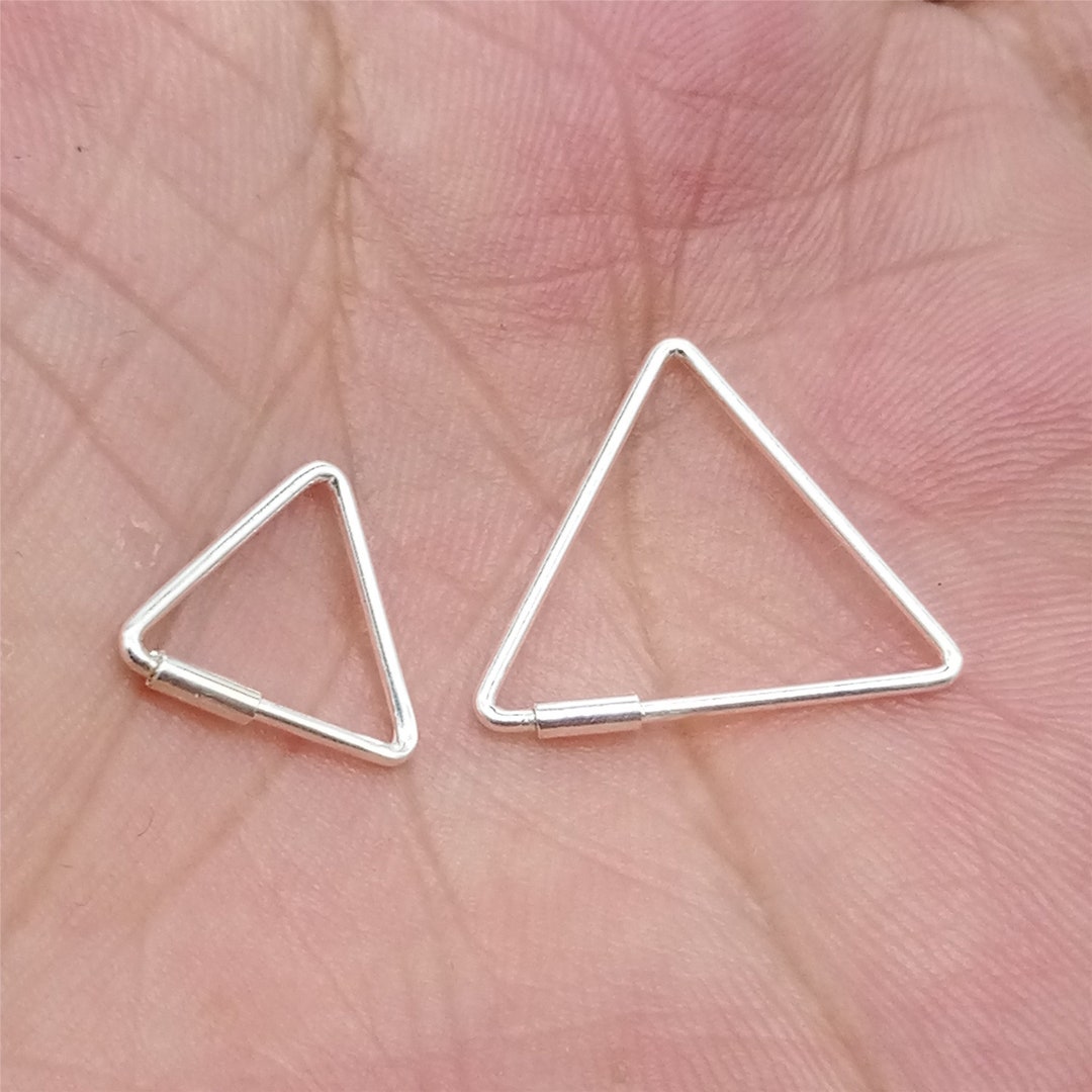 5 Pairs Sterling Silver Triangle Earring Hoops 925 Silver Ear 