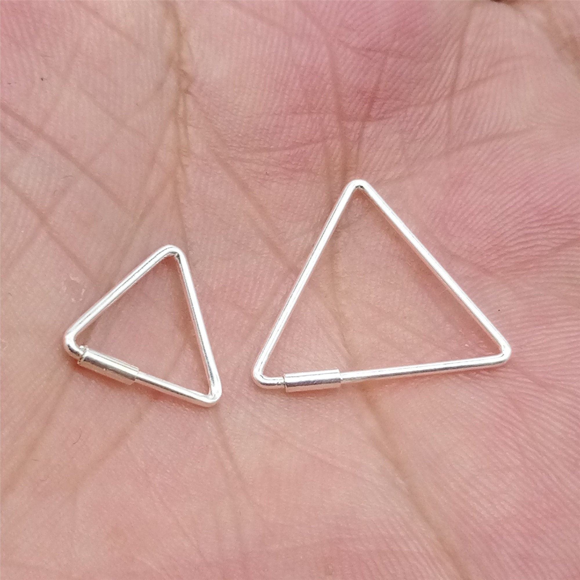 5 Pairs Sterling Silver Triangle Earring Hoops 925 Silver Ear - Etsy