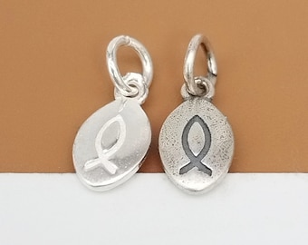 Ciondolo Pesce Ichthus In Argento 925, Simbolo Cristiano, Gioiello Con Astuccio Velluto