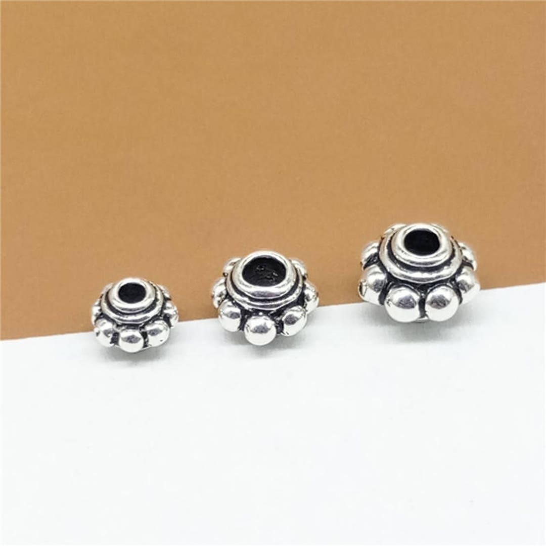 925 Sterling Silver Gear Spacer Beads For Jewelry Making – 4.5mm, 5.5mm, 6.5mm Sizes