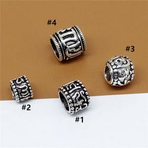 Sterling Silver Om mani padme hum Beads, Sterling Om Spacer Beads, 925 Silver Buddhist Buddhism Bead, Om Tube Bead, OM Bracelet Bead
