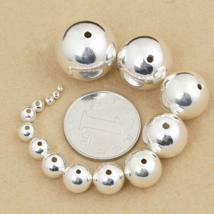Sterling Silver Faceted Mirror Round Ball Beads, 925 Solid Silver Beads,  Disco Ball Beads, 7mm Silver Bracelet Necklace Beads 7mm G30363 