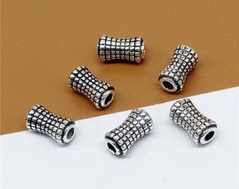 2 sadelpärlor i sterlingsilver, 925 silverpärlor, rutiga pärlor, oxiderade pärlor till armband och halsband
