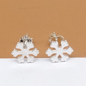 8prs Sterling Silver Snowflake Earring Post with Backs, 925 Silver Snow Flake Post Earring, Christmas Earring, Winter Earrings, Earring Wire