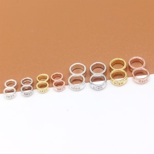 10 ögonpärlor i sterlingsilver, distanspärlor i 925 silver, rodiumpläterade ögonkopplingar, oändlig kopplingspärla, pärla med 2 hål