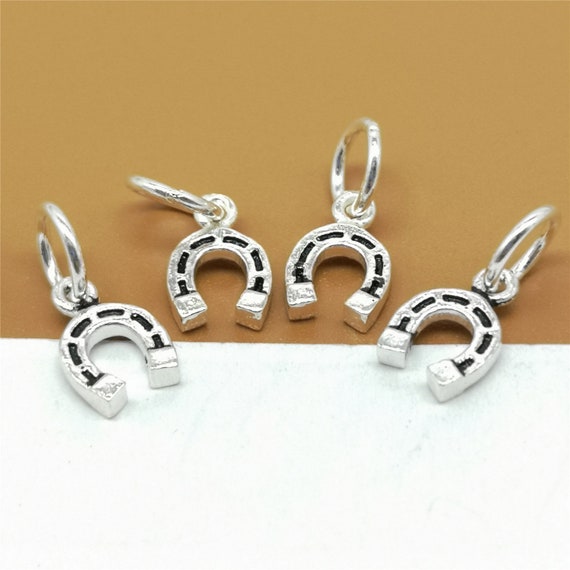 10 Sterling Silver Horseshoe Charms Horse Shoe Charms 925 Etsy