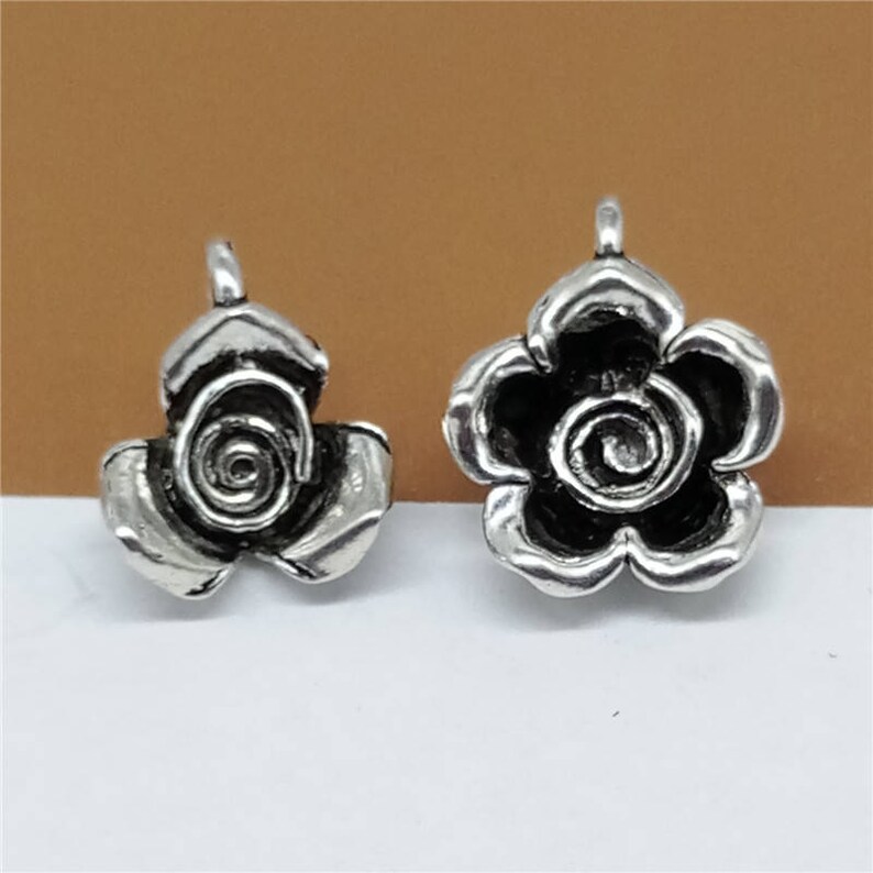 5 Sterling Silver Rose Charms 925 Silver Rose Charms Etsy