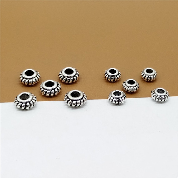 20pcs of 925 Sterling Silver Small Gear Donut Beads for Bracelet