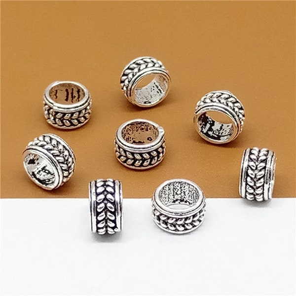 15 Sterling Silver Spacer Beads with Chain Style, 925 Silver Spacer Beads 6mm for Bracelet