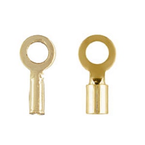 10 stuks 14 kt gold filled krimpdop 0,48 mm 1 mm binnendiameter, gold filled krimpdop met ring, einddop koord, leren koorduiteinde, krimpuiteinde