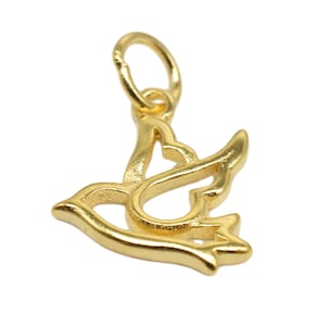 14K Gold Vermeil Style Bird Charm, 925 Sterling Silver Swallow Charm with Heavy 14K Gold Plated, Bird Charm for Bracelet Necklace