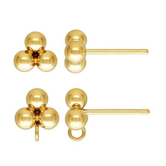 Earring Post w/ 5MM Ball & Closed Ring, Gold-Plated (36 Pieces)
