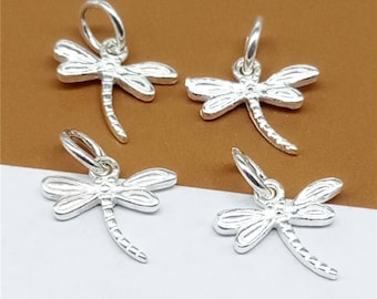 2 Sterling Silver Tiny Dragonfly Charms, Dragon Fly Charm for Necklace Bracelet Earring, 925 Silver Dragonfly Charm, Dragonfly Charm