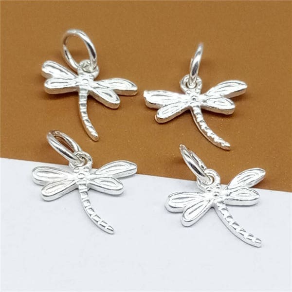 5 Sterling Silver Tiny Dragonfly Charm, Dragon Fly Charm pour collier Bracelet Boucle d’oreille, 925 Silver Dragonfly Charm, Dragonfly Charm