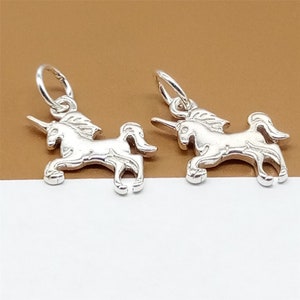 6 Sterling Silver Small Unicorn Charms, 925 Silver Unicorn Charms, Bracelet Charm, Necklace Charm