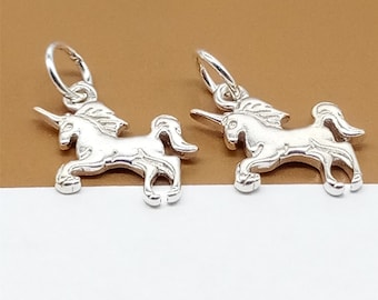 6 Sterling Silver Small Unicorn Charms, 925 Silver Unicorn Charms, Bracelet Charm, Necklace Charm