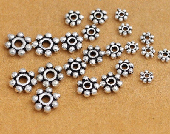 12 PCS Vintage Flower Spacer Beads - S925 Sterling Silver WSP377X12 -  GEM+SILVER