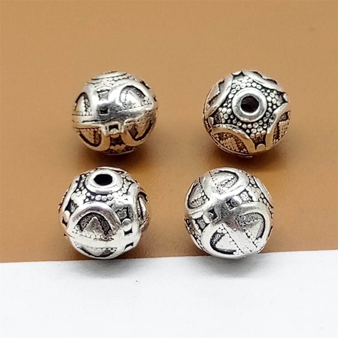 2 Sterling Silver Round Beads 8.5mm 925 Silver Round Bead W/ Etsy
