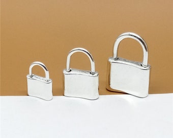 Sterling Silver Padlock Charms, Padlock Clasp, Lock Clasp, 925 Silver Padlock Charms, Lock Charms, Lock Pendants Can Be Opened