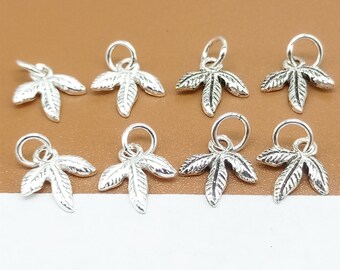 5 Sterling Silver Maple Charms, 925 Silver Maple Charms