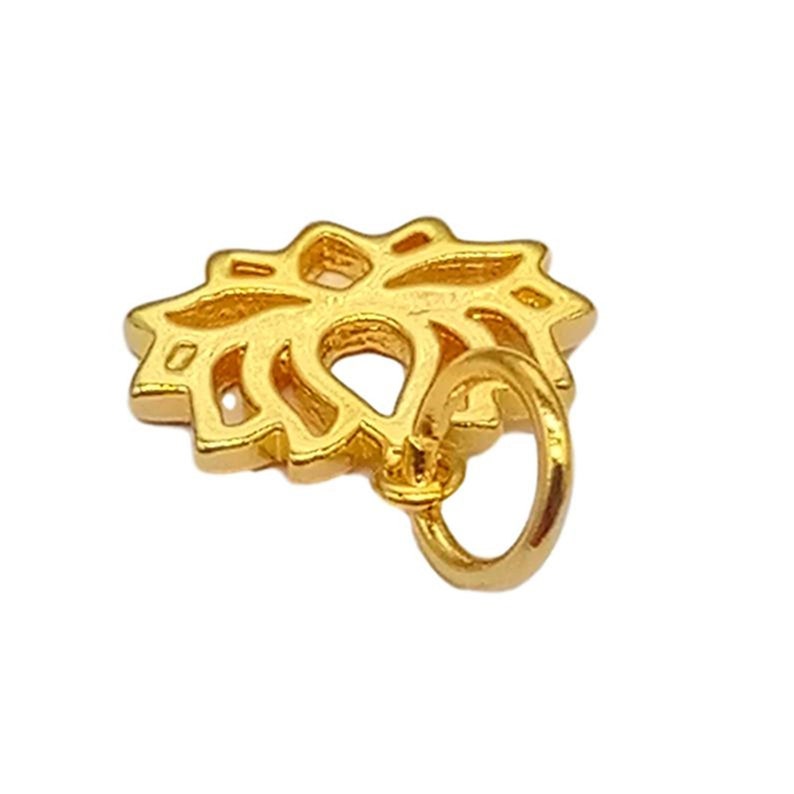 2pcs 18K Gold Vermeil Style Lotus Charms 2-Sided 18K Gold Plated over 925 Sterling Silver Lotus Flower Charm for Yoga Meditation Necklace