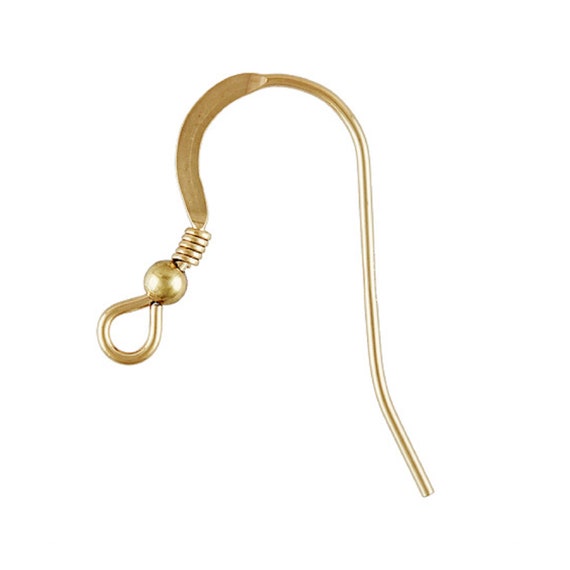 Pairs 14K Gold Filled Coil Ear Wires W/ 2mm Bead, Gold Filled