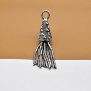 Sterling Silver Tassel Charm, 925 Silver Chain Tassel Charm, Flower Tassel Charm, Tassel Pendant, Tassel Necklace Charm, Tassel Jewelry #2(1 piece)