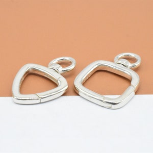 2 Sterling Silver Swivel Triangle Push Clasps, 925 Silver Square Gate Clasp, Hinged Ring Clasp, Spring Gate Clasp, Necklace Holder Clasp
