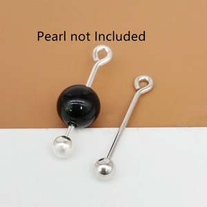 5 Sterling Silver Screw Eyepins w/ Ball Head, 925 Silver Eye Pin Headpin Rhodium Plated, Threaded Ball Eyepin, Screw Pin for Earrings