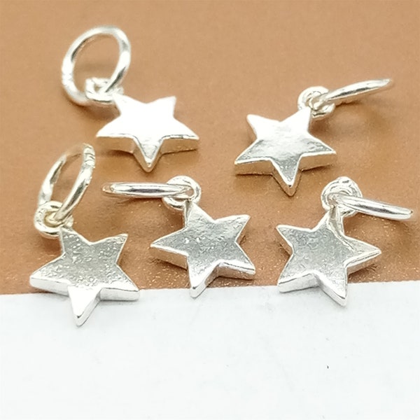 10 Sterling Silver Star Charms, 925 Silver Shiny Star Charm, Small Star Charm, Silver Stars, Pentagram Charm, Bracelet Charm, Necklace Charm
