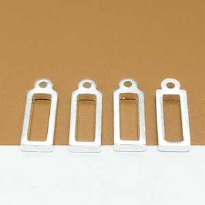 20 Sterling Silver Rectangle Charms, 925 Silver Rectangular Charms, Geometric Charms, Rectangle Bar Link Charm for Bracelet Necklace Earring