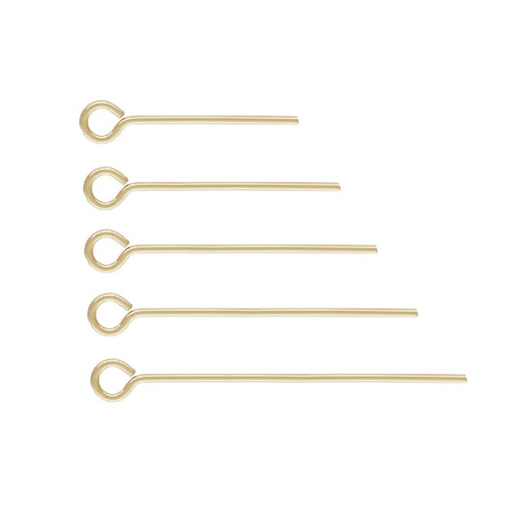 2 Inch 21 Gauge Eye Pins, Gold Plated - Golden Age Beads