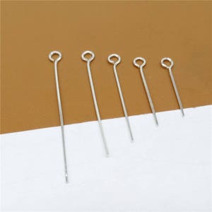 50 Sterling Silver Eye Pins Eyepin, Sterling Silver Headpins, Sterling Silver Loop Pins 22 Gauge  17mm 20mm 25mm 30mm 35mm