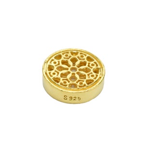 14K Gold Vermeil Style Flower Bead, 925 Sterling Silver Life Flower Bead 2-Sided w/ Heavy 14K Gold Plated, Flower Circle Bead for Bracelet