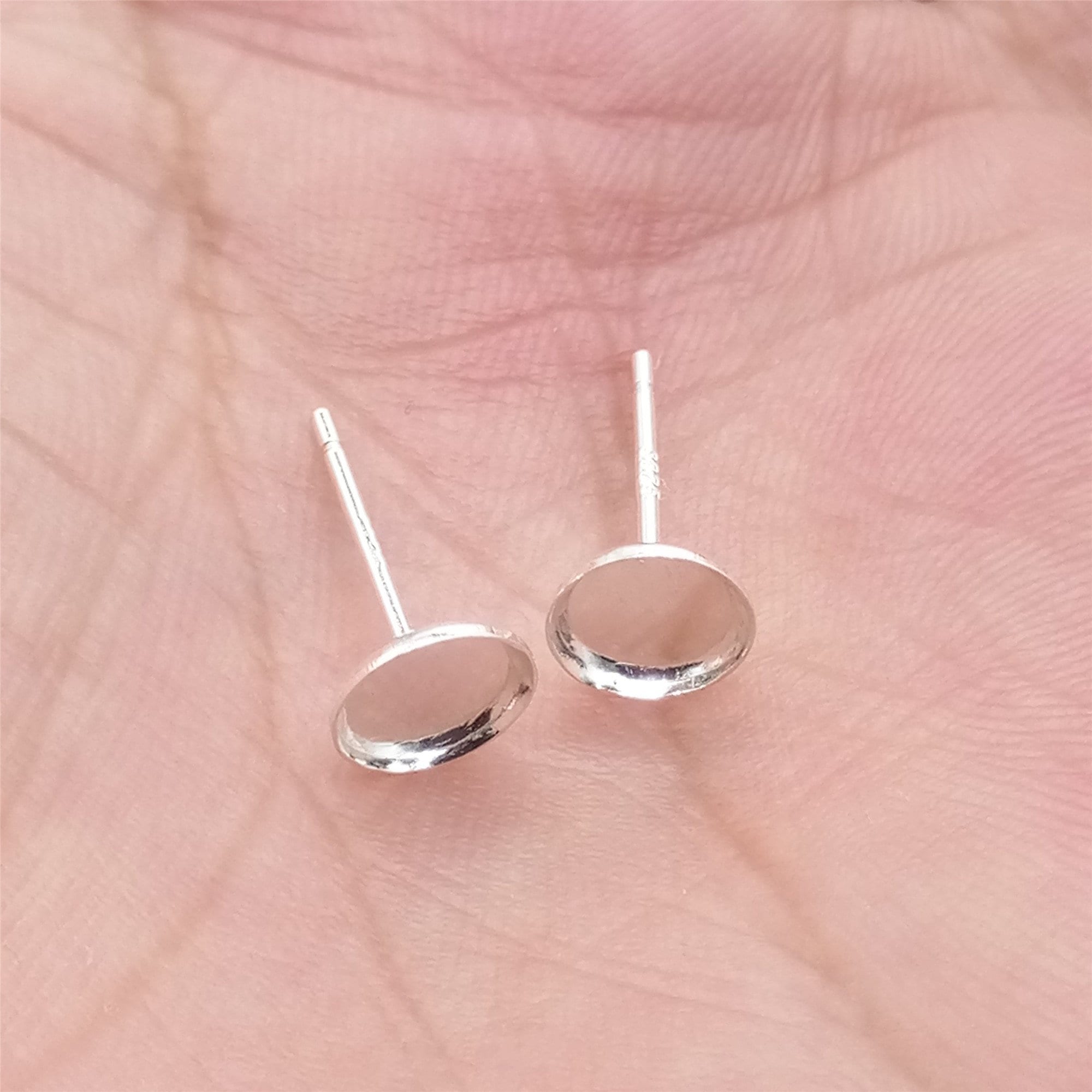 8 Pairs Sterling Silver Earring Settings With Backs 925 Etsy