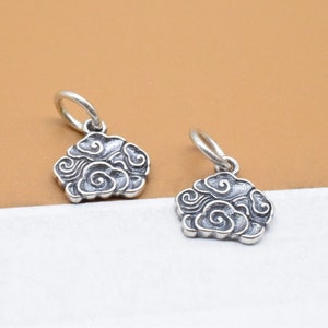 6 Sterling Silver Spiral Cloud Charms, 925 Silver Lucky Cloud Charm, Cloud Small Pendant, Spiral Charm, Fortune Charm, Bracelet Charm