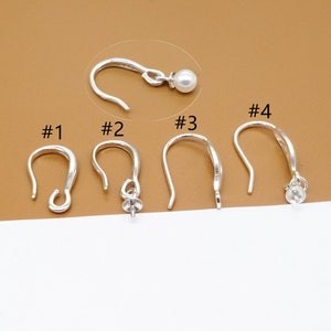 4 Pairs Sterling Silver Earring Wires, Earring Hook, 925 Silver Ear Wires with Cup Peg Drop Pendant, Earring Jewelry Component