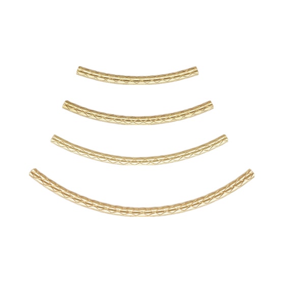 10pcs 14K Gold Filled Quilted Curve Tubes, Gold Filled Tube Beads