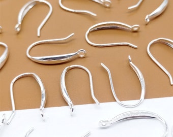 2 Pairs Sterling Silver Earring Hooks, 925 Silver Ear Wire Hook for Earring Jewelry Making